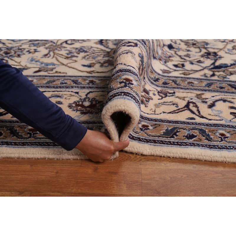 Floral Medallion Nain Persian Area Rug Handmade Wool Carpet - 7'9"x 11'3"