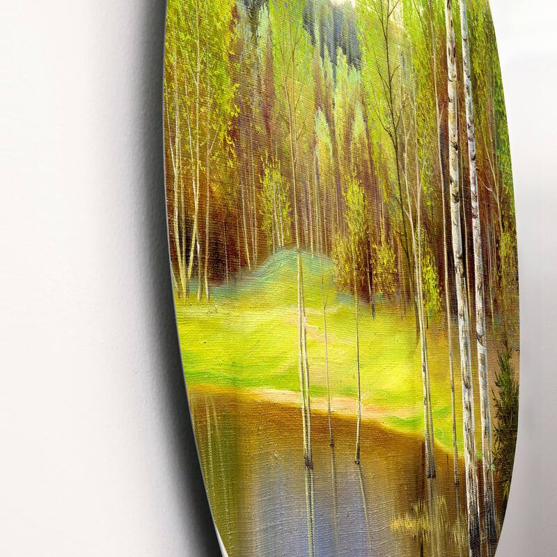 Designart 'Beautiful Summer River Green Landscape IV' Country Metal