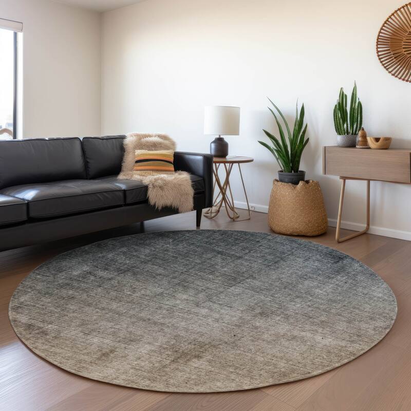 Premium Washable Super Soft Ombre Solid Mayfield Rug - Gray - 8' x 8' - Round