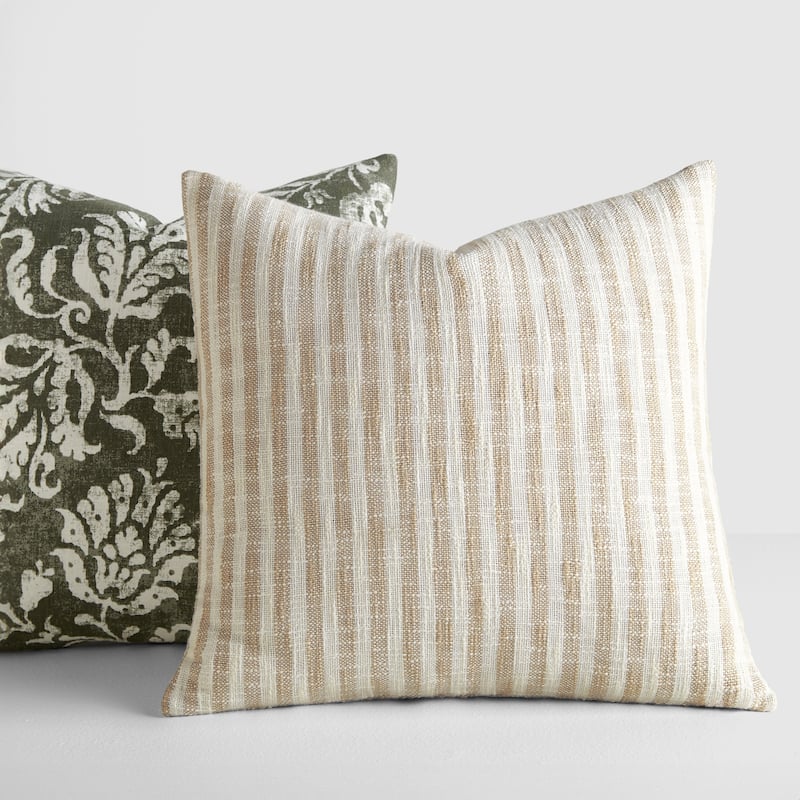 2-Pack Yarn-Dyed Patterns Decor Throw Pillows in Yarn-Dyed Bengal Stripe / Distressed Floral