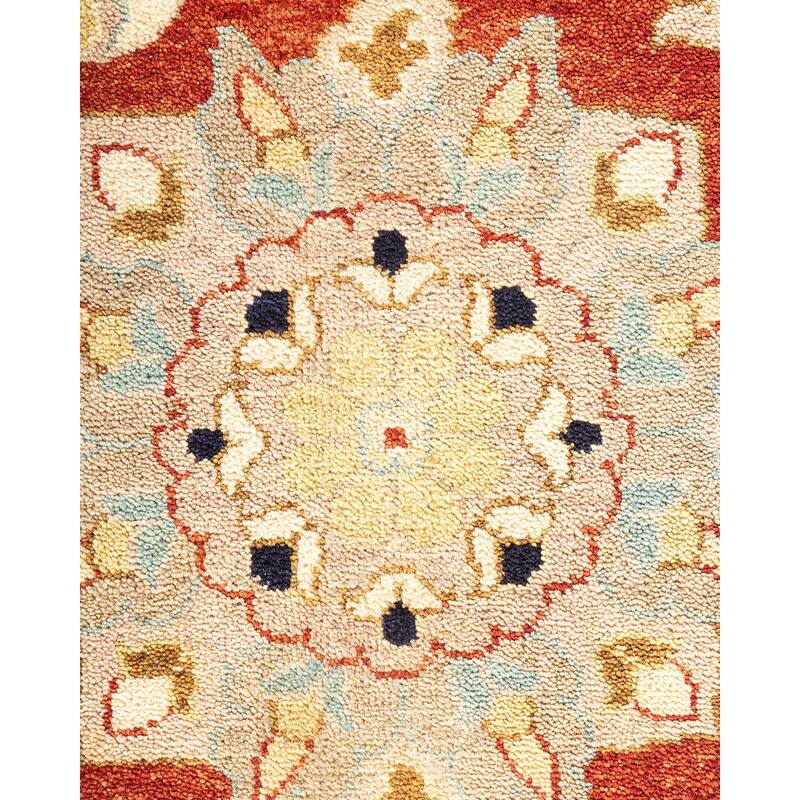 Overton Hand Knotted Wool Vintage Inspired Traditional Mogul Red Area Rug - 9' 3" x 12' 5"