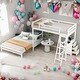 preview thumbnail 2 of 12, Modern Twin Over Full Bunk Bed With Built-in Desk And Three Drawers,Large Storage Space for Bedroom