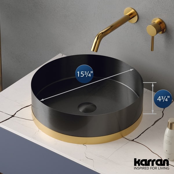 dimension image slide 1 of 3, Karran Cinox Stainless Steel Round Vessel Sink