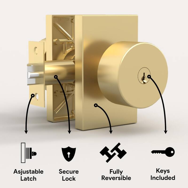 Mega Handles LAURA Entry Round Knob for Left or Right-Handed Doors, Interior/Exterior Door Levers I Reversible Handing