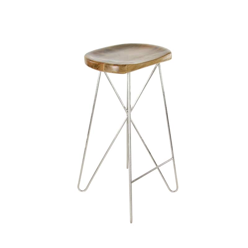 Mango Wood Bar Stool - Brown - Roche River Decor - 16"W x 16"L x 30"H