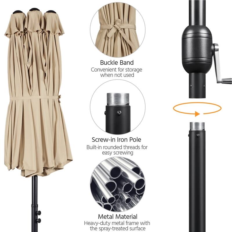 Yaheetech 13ft Twin Patio Parasol Outdoor Umbrella with Crank