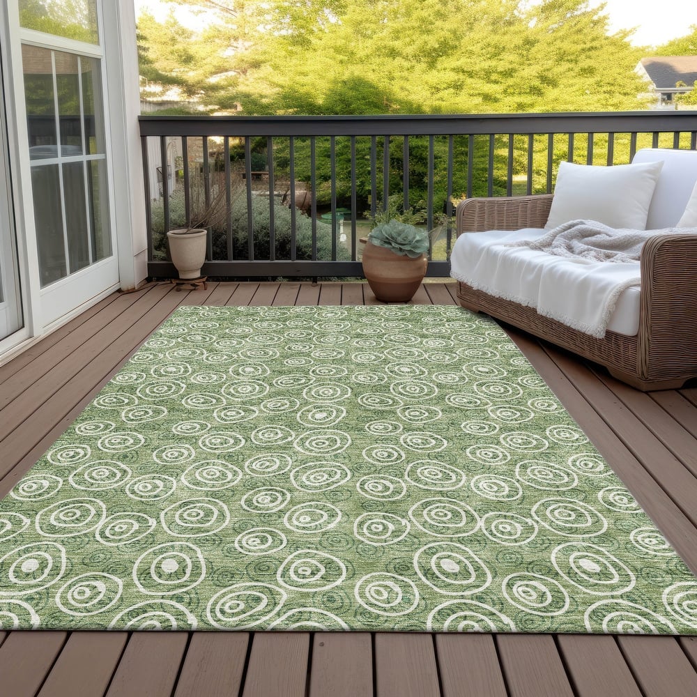 Machine Washable Indoor/ Outdoor Chantille Modern Bubbles Rug