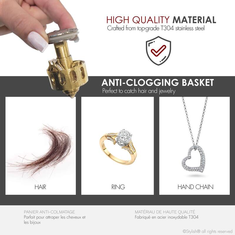 STYLISH Pop-Up Bathroom Sink Drain with Overflow (Set of Two)