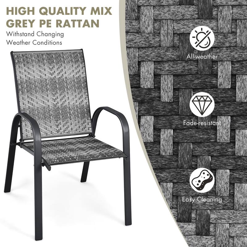Costway Set of 12 Patio Rattan Dining Chairs Stackable Armrest Garden - See Details