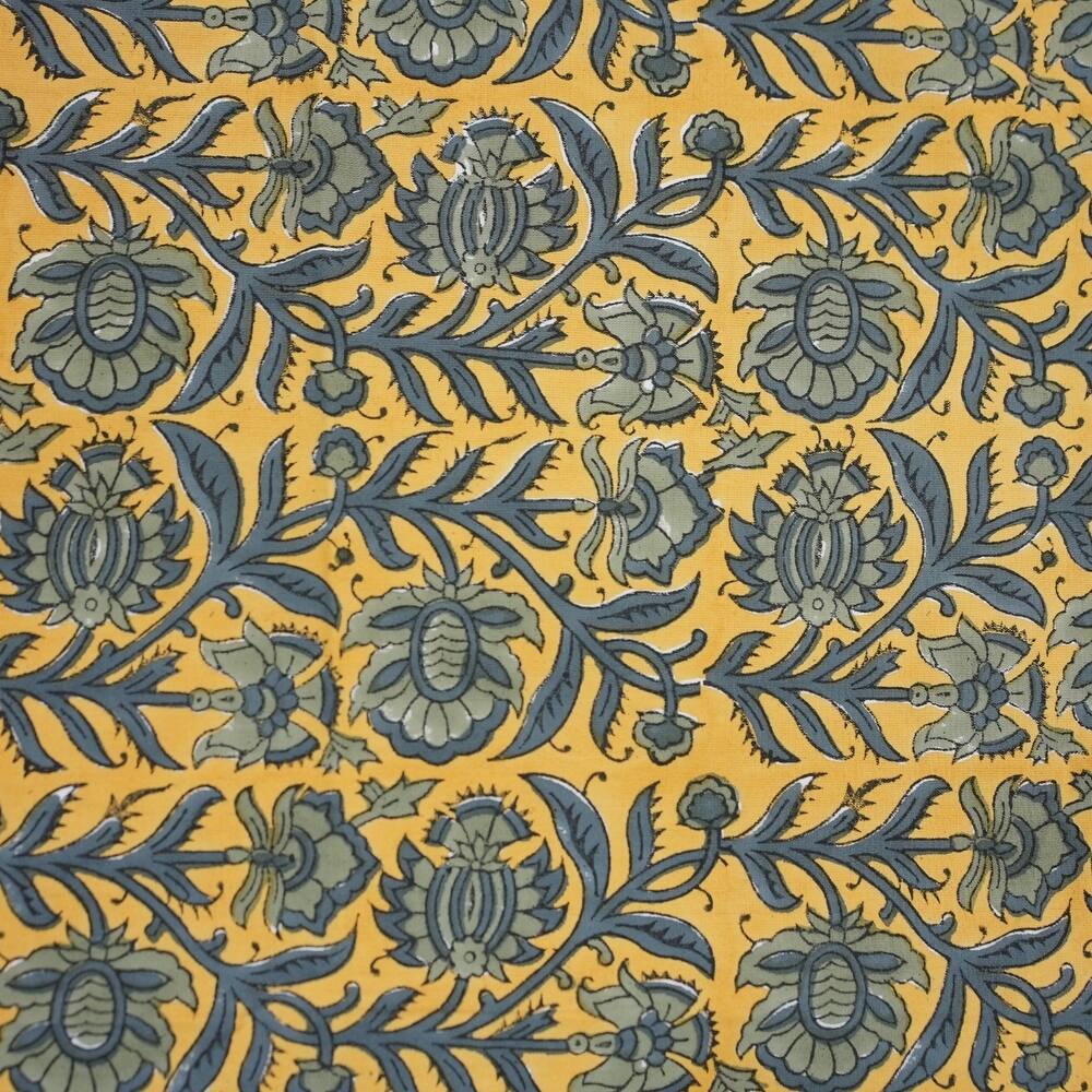 Fabdivine Handmade Block Print Cotton Brown Table Cover or Cloth Dining, Farmhouse & Kitchen Décor