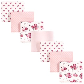 Hudson Baby Infant Girl Cotton Flannel Receiving Blankets Bundle, Cream Rose, One Size - Cream Rose - One Size