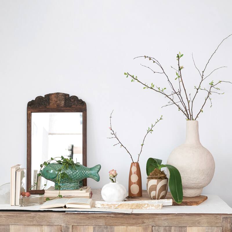 Debossed Stoneware Fish Planter with Reactive Glaze - 17.1"L x 7.4"W x 7.5"H