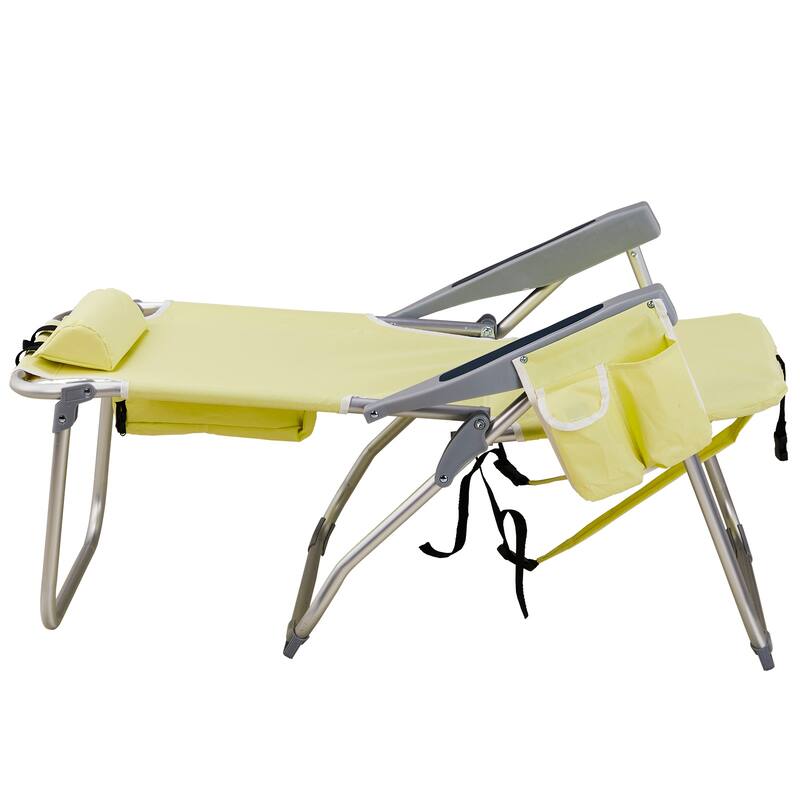 Folding Beach Chair with Adjustable Backrest Aluminum Frame 600D Polyester Fabric - 24.8 x 27.56 x 38.98