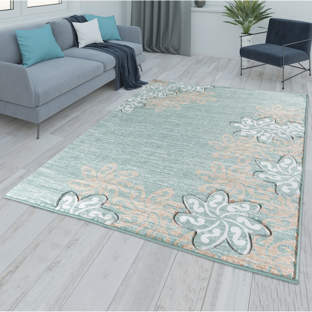 Glamour Collection Floral Polypropylene Area Rug