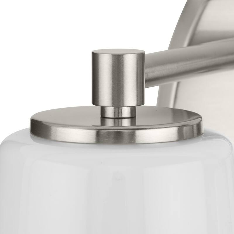 Haven Collection Two-Light Brushed Nickel Opal Glass Luxe Industrial Bath Light - 16 in x 6.75 in x 7 in