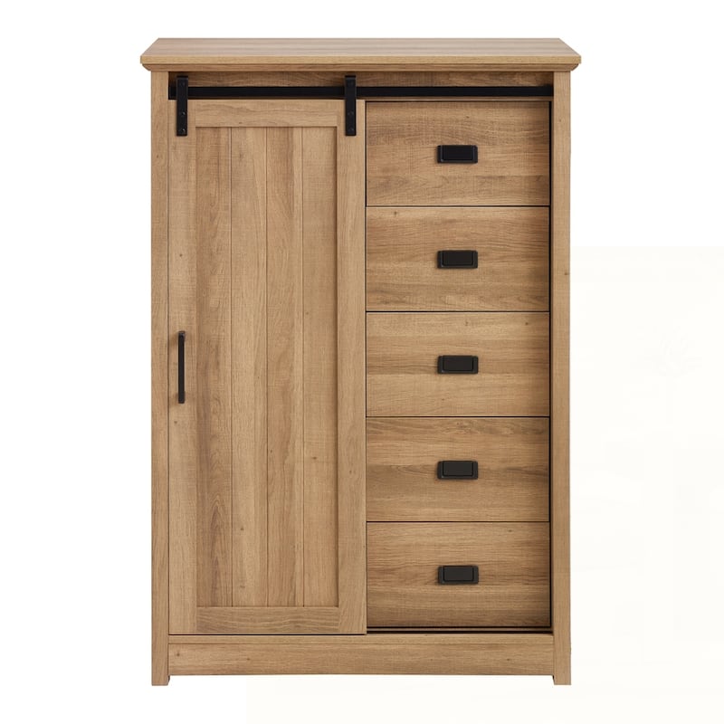 Storage Organizer Dresser with Sliding Barn Door