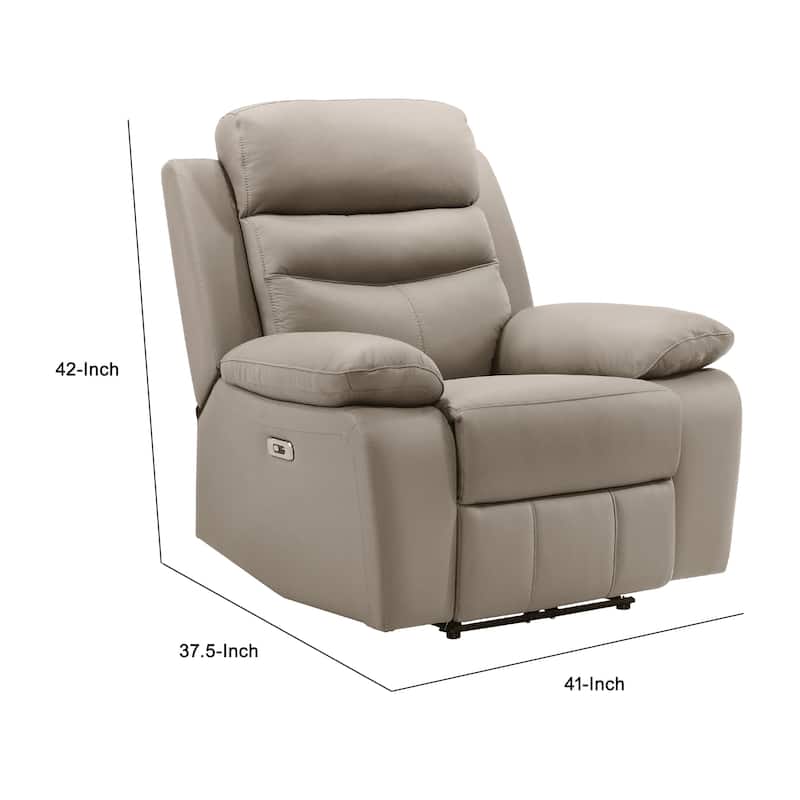 Hanna Power Reclining Chair, Latte Brown Top Grain Leather, USB