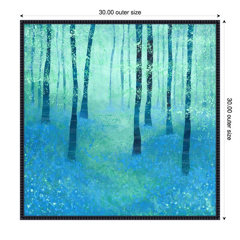 Bluebell Woodland by Nic Squirrell Framed Canvas Wall Art Print - 30 x 30 in
