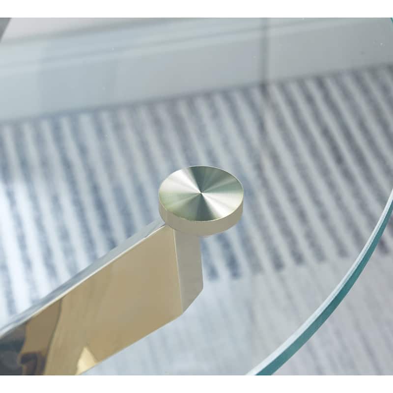 Modern Round Tempered Glass End Table with Chrome Legs