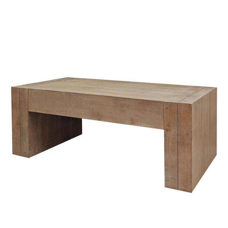 Rustic Wood Coffee Table, 49in Modern Farmhouse Rectangular Table for Living Room