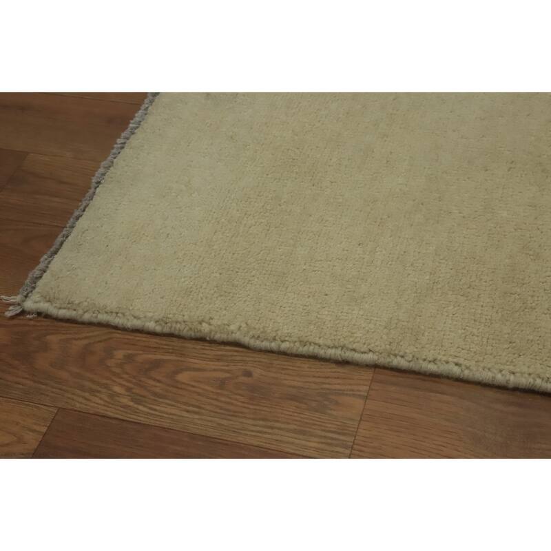 Hand Knotted Oriental 100% Wool Carpet Modern Solid Beige & Ivories Gabbeh Area Rug - 12' 0'' X 8' 11''