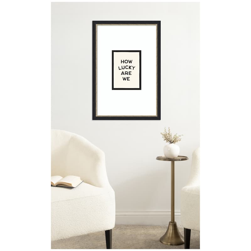 Kate and Laurel How Lucky Are We Dopamine Decor for Home or Apartment Retro Poster by Lucky Guava Framed Wall Art Print