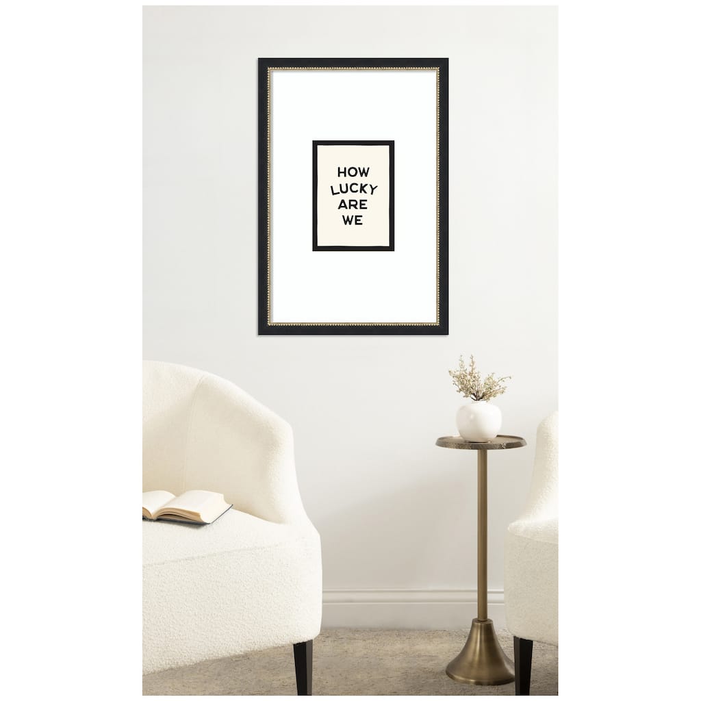 Kate and Laurel How Lucky Are We Dopamine Decor for Home or Apartment Retro Poster by Lucky Guava Framed Wall Art Print
