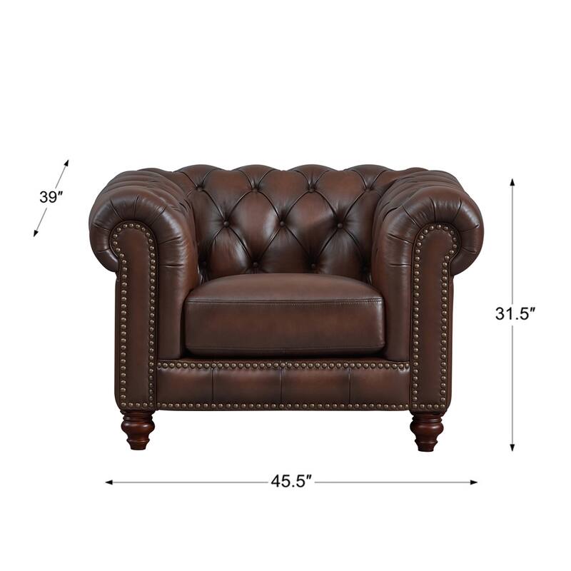 Hydeline Alton Bay Top Grain Leather Chesterfield Sofa and Chair - Sofa, Chair