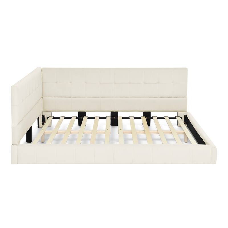 Full Size Upholstered Daybed with Comfortable Backrest and Armrests