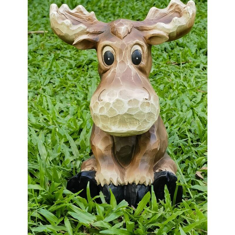 Sitting Moose Outdoor Patio Decoration - 12"