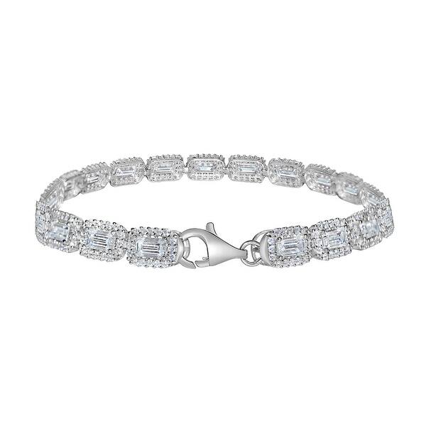 14k White Gold Oval Cut Swarovski And Cubic Zirconia Tennis Bracelet Overstock 25453107