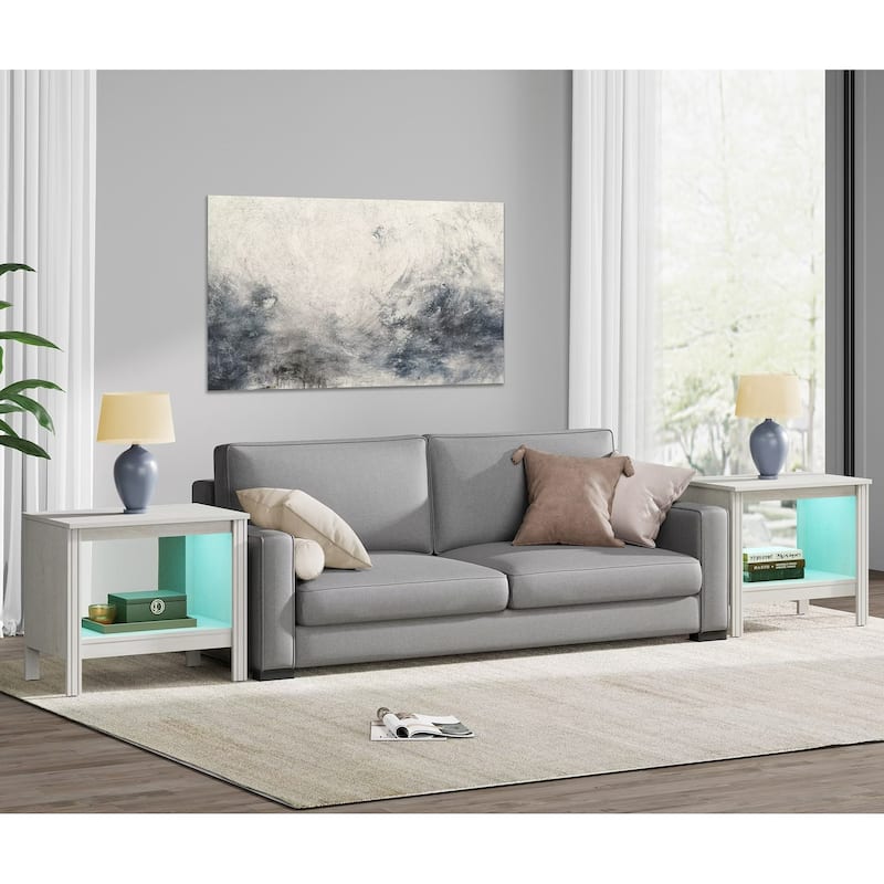 Classic End Table Nightstand, Side Table with Storage Shelf (Set of 2)