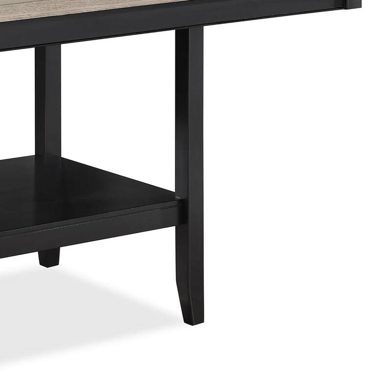 Filu Counter Height Dining Table, Lazy Susan, 48 Inch Gray Top - Black, Light Gray