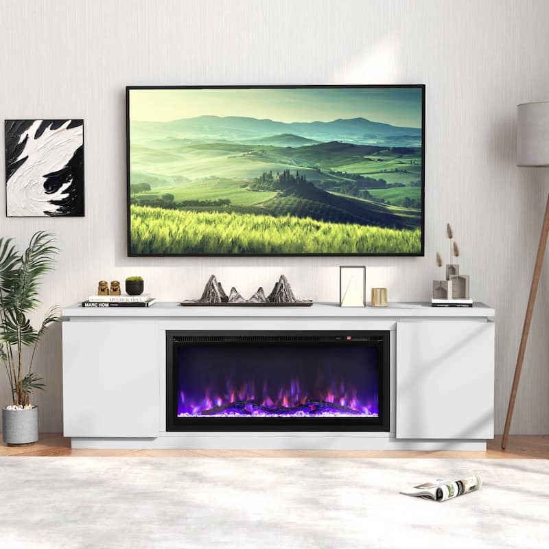 Costway Fireplace TV Stand for TVs up to 80" with Electric Fireplace 3 - See Details