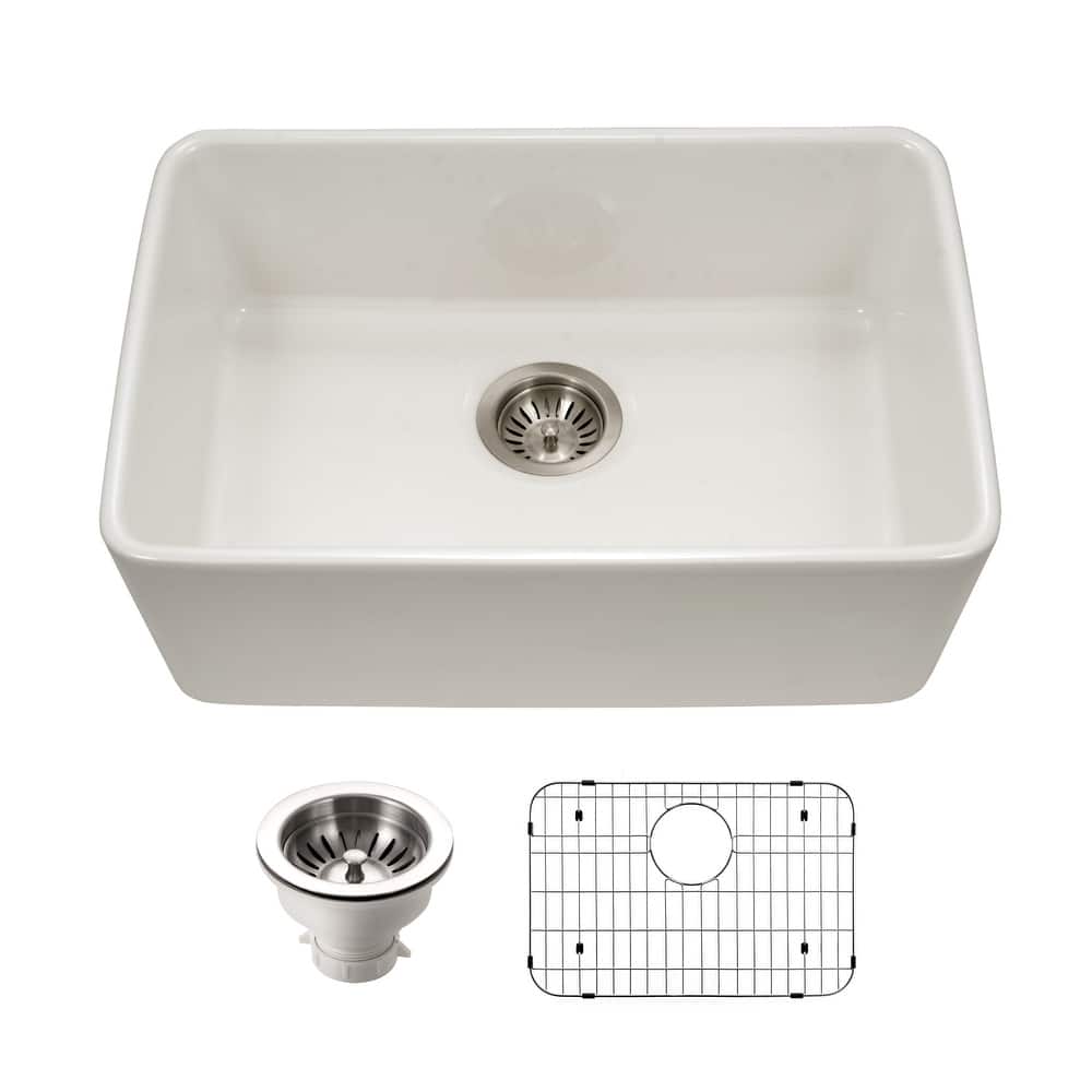 Houzer PTU-2400-C Platus 23-7/16" Undermount Single Basin Fireclay