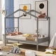 preview thumbnail 11 of 25, Twin Size Wood House Bed w/ Storage Space Platform Bed Frame for Kids, Teens, Girls, Boys No Box Spring Needed, Easy Assembly