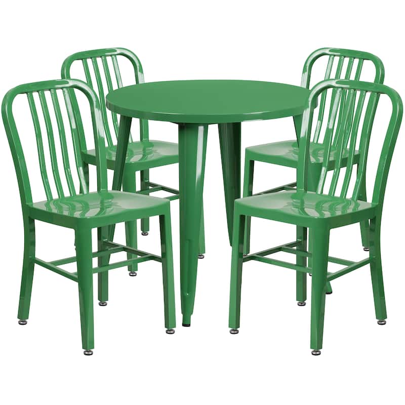 30-inch Round Metal Table and Chairs 5-piece Set