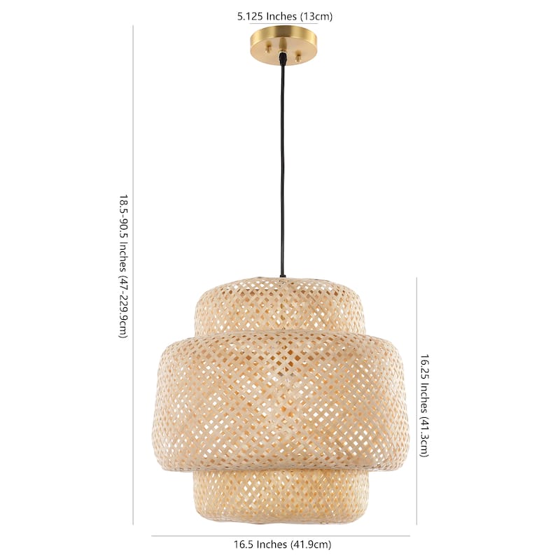 SAFAVIEH Lighting Raven 16.5-inch Pendant - 17" W x 17" D x 19-199" H - Natural - 17Wx17Dx199H