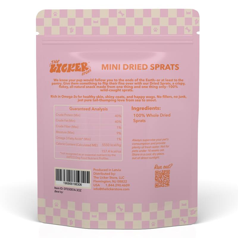 THE LICKER STORE Gluten and Grain-Free Omega-3 Single Ingredient Crunchy Dried Fish Treats for Dogs, 3oz Bag - N/A