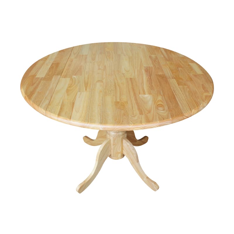 Round Pedestal Base Solid Wood 42-inch Drop-leaf Dining Table