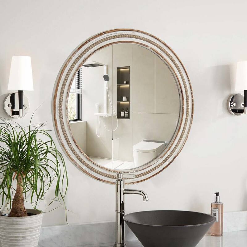 23.62 inches Wood Round Decorative Mirrors