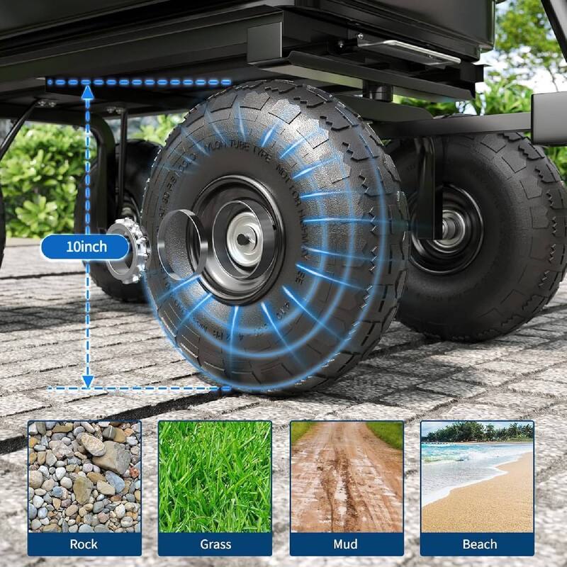 600 LBS Capacity Garden Cart, Heavy Duty Poly Dump Cart for Landscaping and Gardening