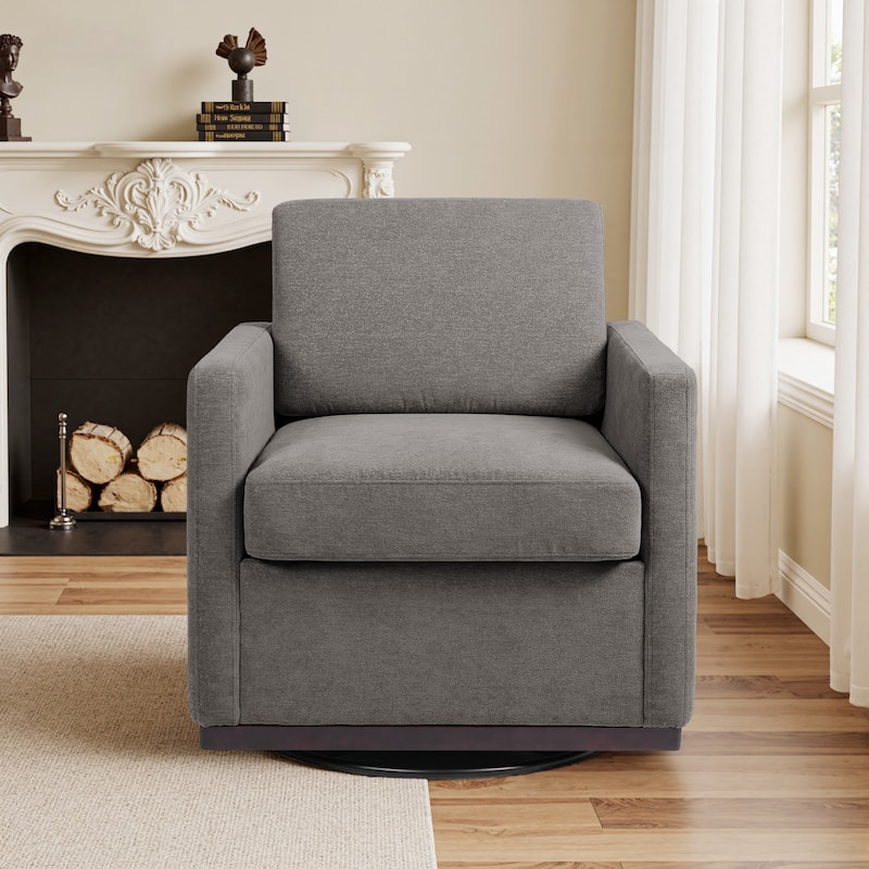 uixe Modern Upholstered Swivel Accent Chair with Pocket Spring Seat - Chenille - Taupe