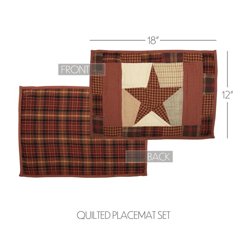 Abilene Star Quilted Placemat Set of 6 12x18 - Placemat 12x18
