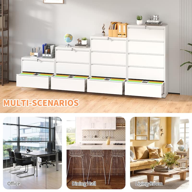 Modern File Cabinet Lateral File Cabinet Metal File Cabinet with 5 Drawers and Locks, for Home Offices, Black