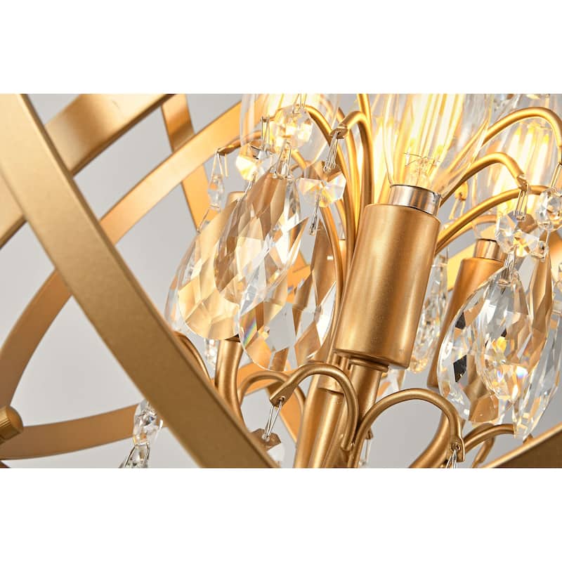 Benita 4-Light Spray painted Yellow-ish Gold Crystal Chandelier