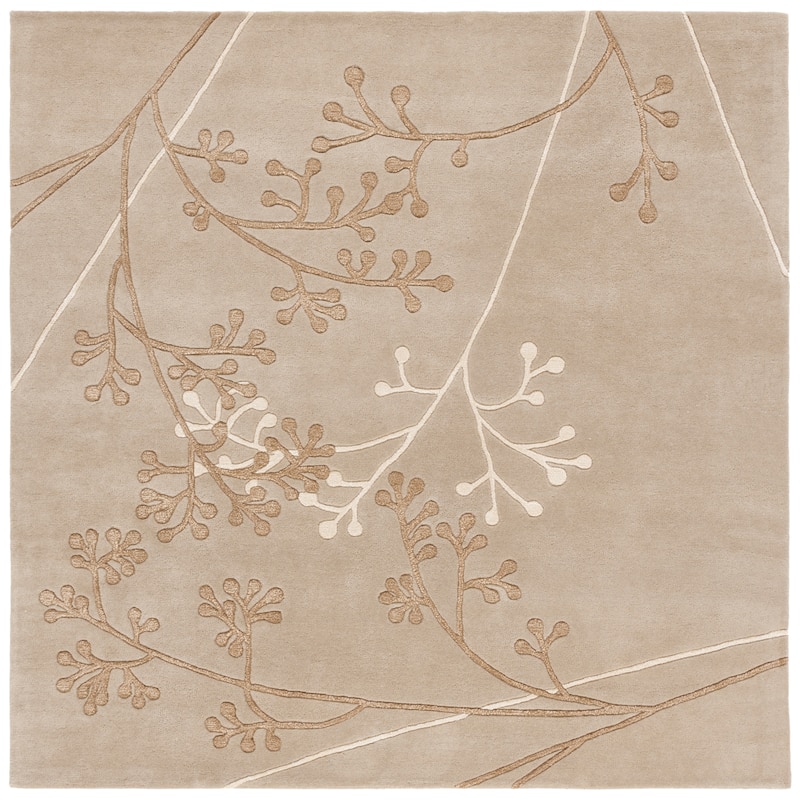SAFAVIEH Handmade Soho Jesenia Vine N.Z. Wool Rug - 8' Square - Sage