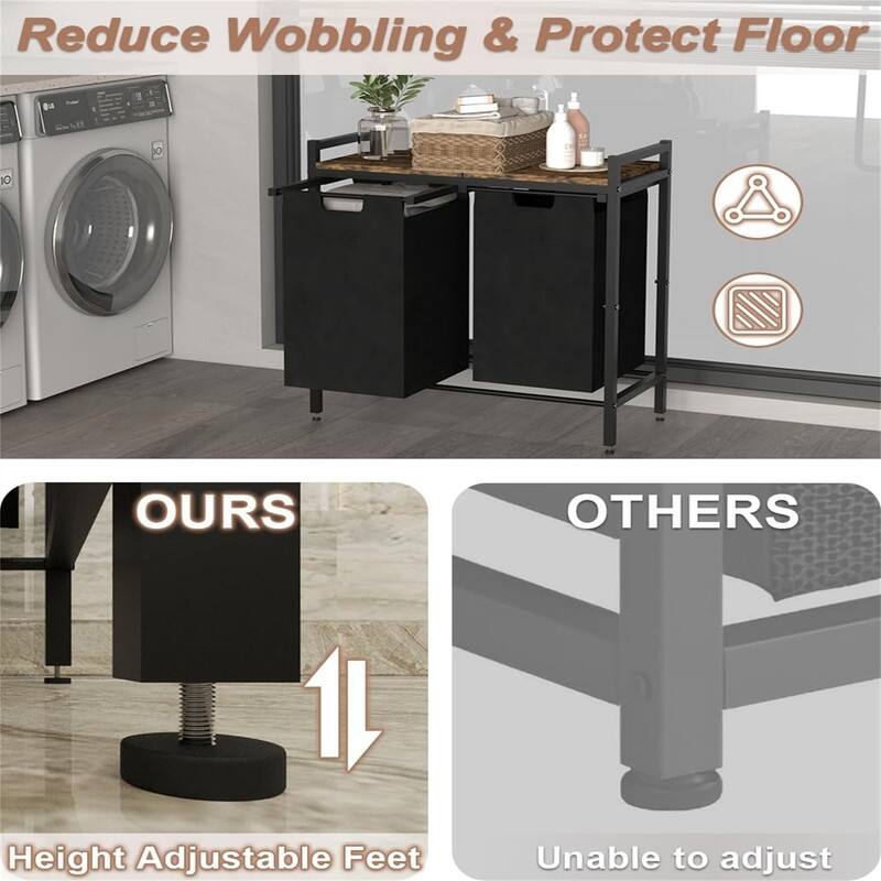 Laundry Hamper with 2 Pull Out - 27"L x 13"W x 29"H
