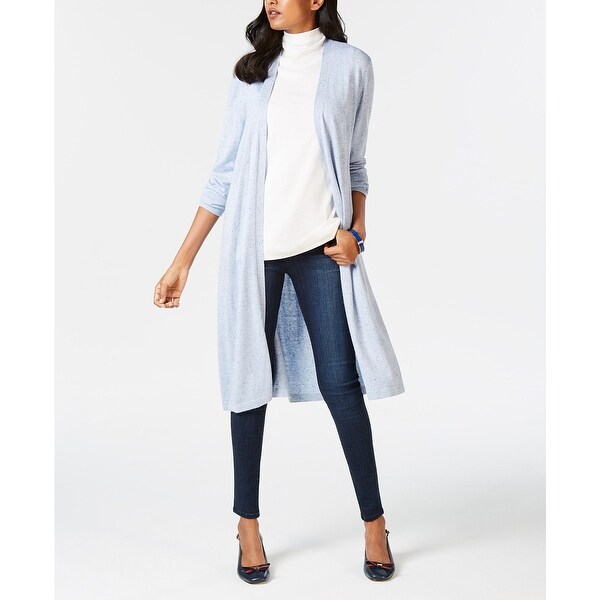 Charter Club Women's Petite Open Front Duster Cardigan Light Blue Size Medium Charter Club Women's Petite Open Front Duster Cardigan Light Blue Size Medium