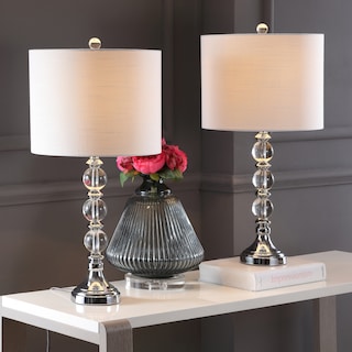 Richard 26" Crystal/Metal LED Table Lamp, Clear/Chrome (Set of 2) by JONATHAN  Y